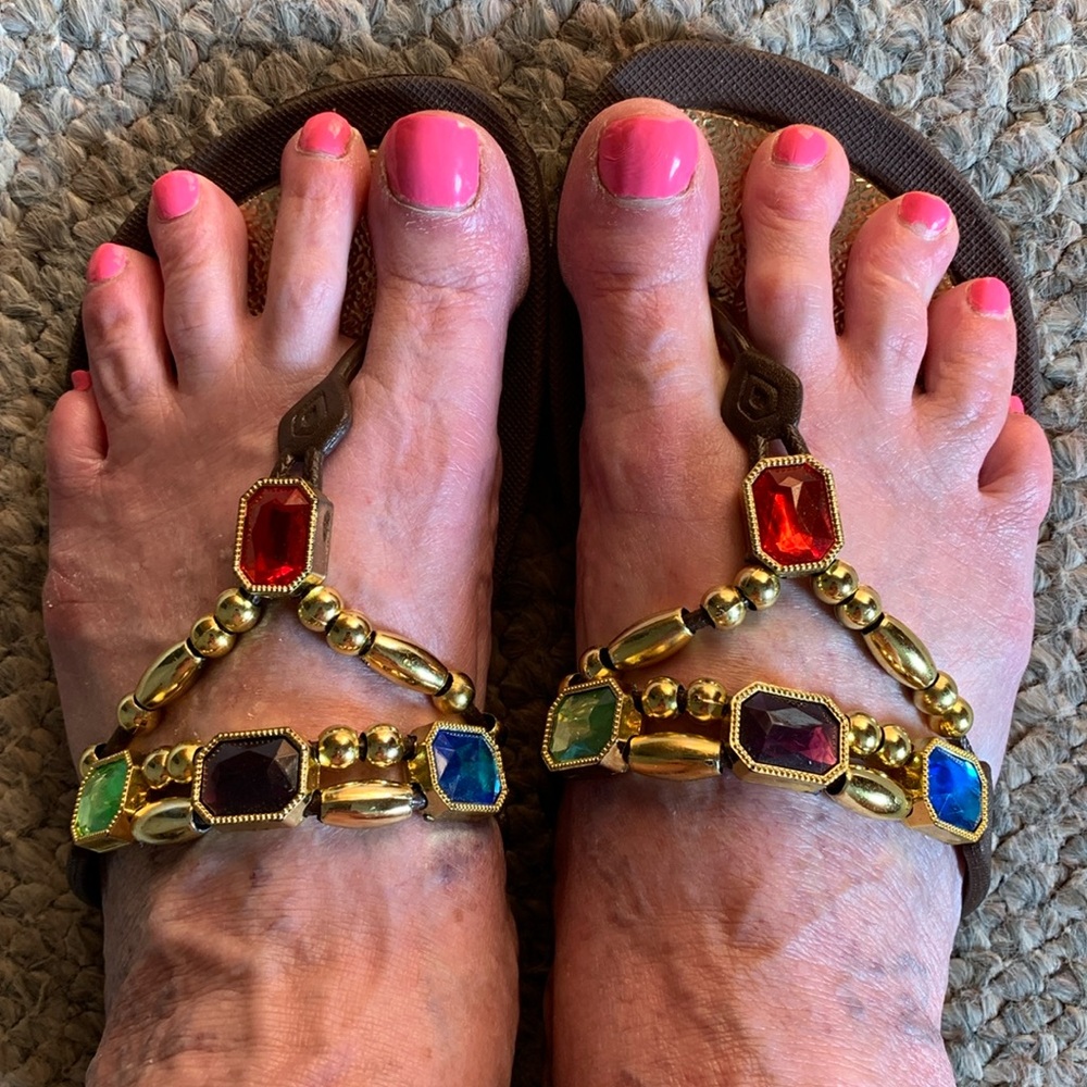 Colorful Gemstone Embellished Sandals